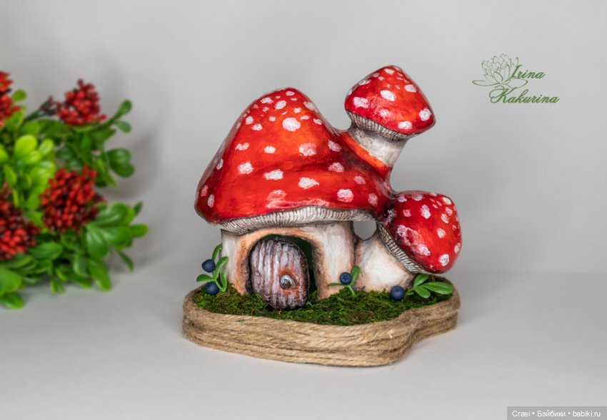 Домик грибок с жильцом — Авторские миниатюрные куклы: лепка (фото 2)