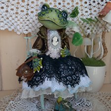 Лягушка-барышня Мерлин. Художественная интерьерная кукла