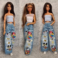 Джинсы с принтами на барби стандарт или невысокую.