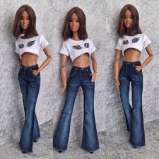 Джинсы клёш на барби.