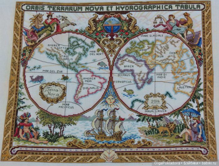 Вышитая картина Старая карта мира Вышитая картина Старая карта мира