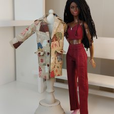 Комплект одежды Пальто брюки и топ для кукол Барби и аналогов