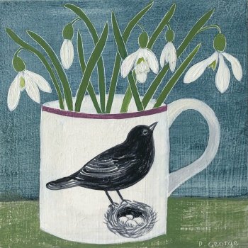 Подснежники - современные графика, линогравюры