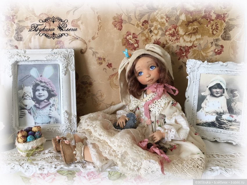 Пасхальная малышка, коллекционная текстильная кукла