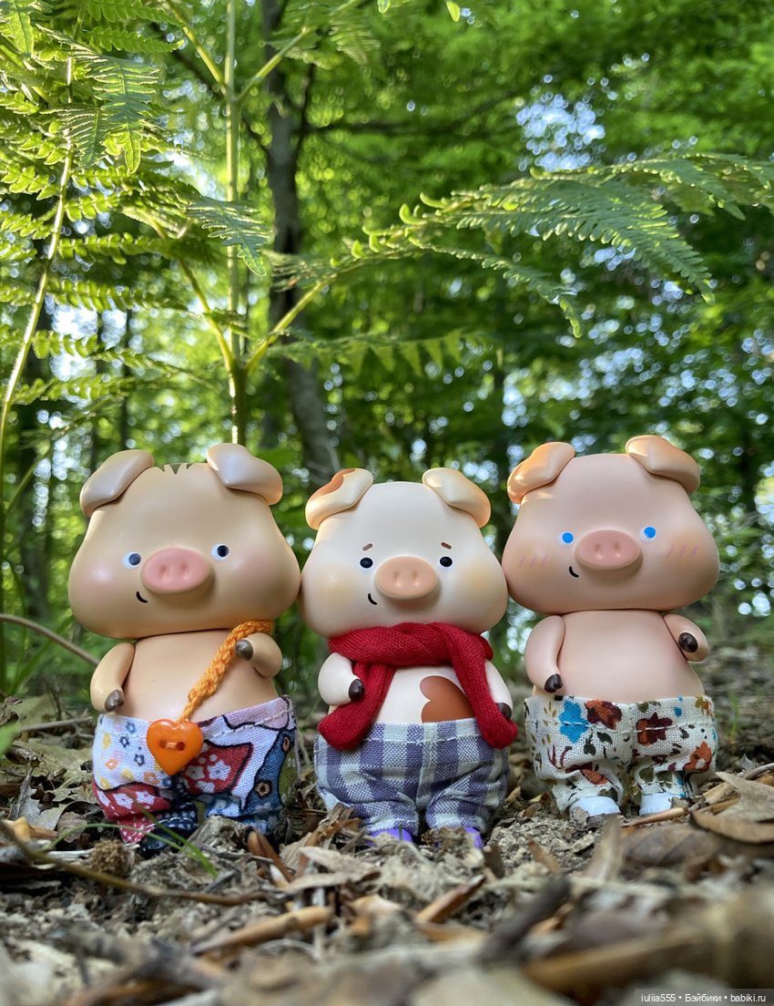 У леса на опушке гуляли три свинюшки