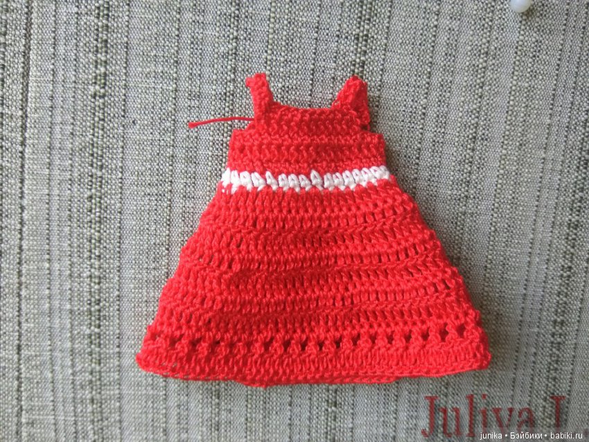 МК "Красное платье для Келли" крючком | Бэйбики МК "Красное платье для Келли" крючком (фото 5)