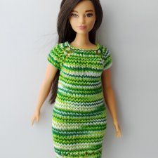 Описание платья для Барби пышки спицами