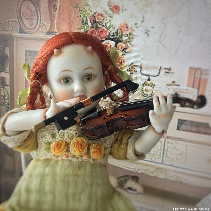 Немного музыки — Авторские куклы в антикварном стиле: будуарные (фото 3)