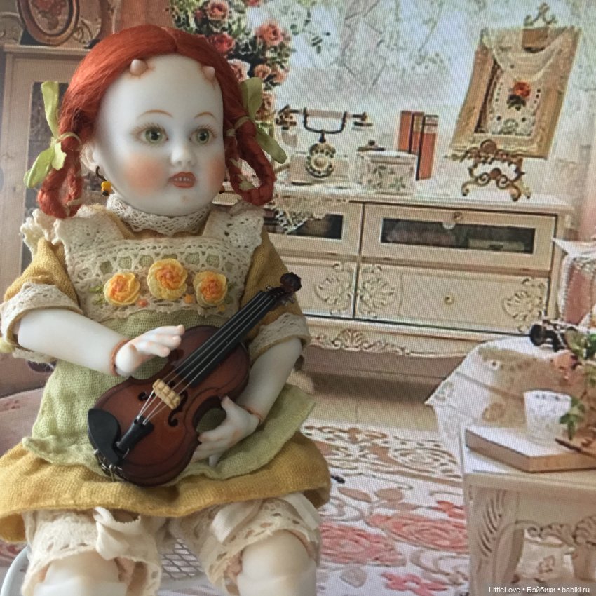 Немного музыки — Авторские куклы в антикварном стиле: будуарные (фото 7)