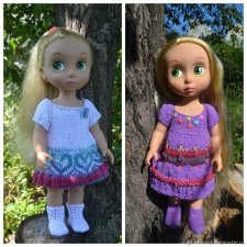 Платье и носочки для куклы Дисней.  2 варианта.