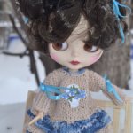 Платье и гетры "Гжель" для куклы Блайз ( Blythe).