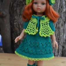 Платье, жилет, берет и гетры  для куклы Paola Reina.