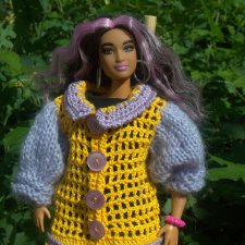 Кардиган- пальто для Барби. Шляпка в подарок.