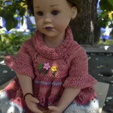 Платье, гольфы и шнур для волос   для куклы Gotz.