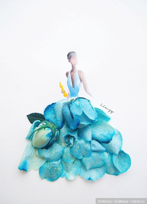 Рисунки из цветов и акварели от Лимзи (фото 7)