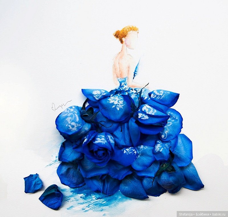 Рисунки из цветов и акварели от Лимзи (фото 4)