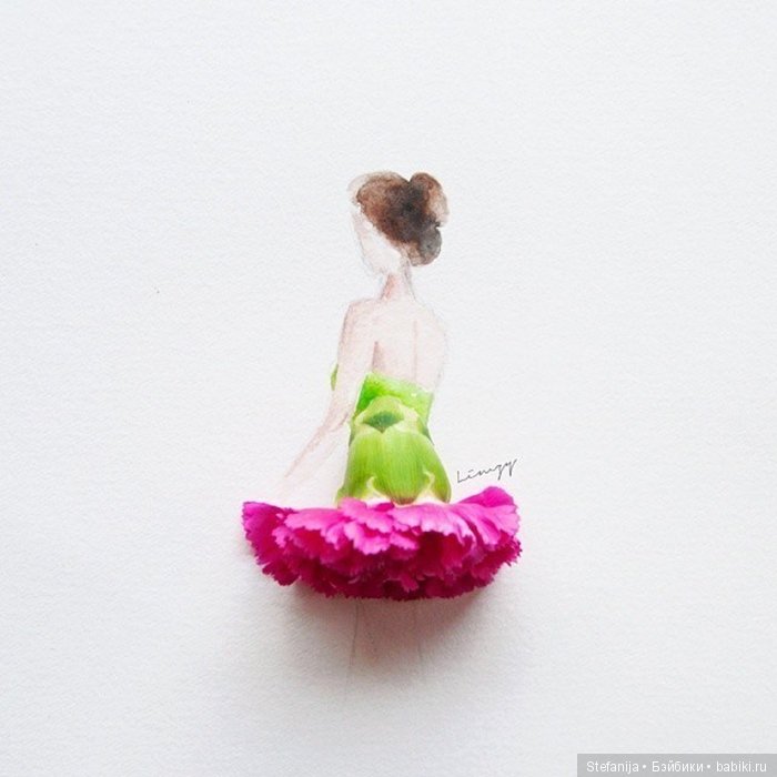 Рисунки из цветов и акварели от Лимзи