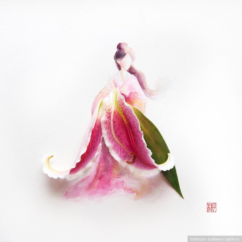 Рисунки из цветов и акварели от Лимзи