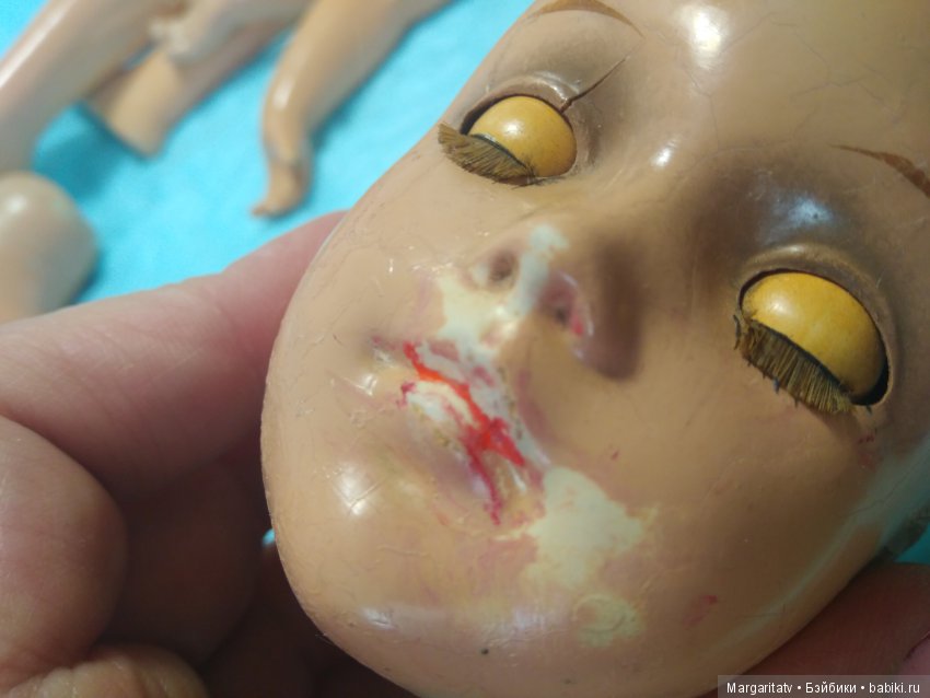 Лечение американочки — Реставрация антикварных кукол: ремонт фарфора (фото 6)