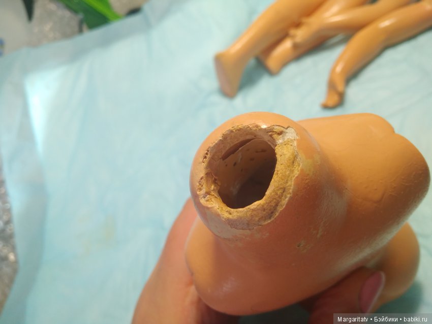 Лечение американочки — Реставрация антикварных кукол: ремонт фарфора (фото 9)