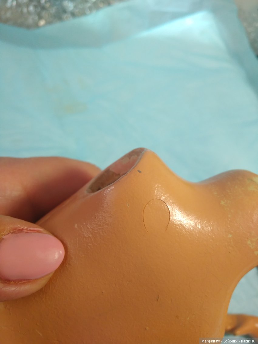 Лечение американочки — Реставрация антикварных кукол: ремонт фарфора (фото 10)