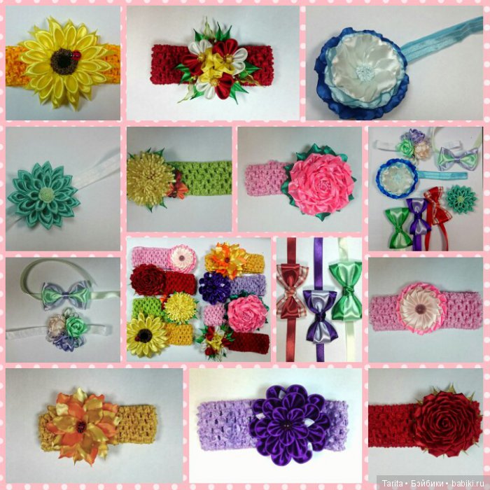 Повязочки канзаши — Канзаши (цветоделие): цветы из лент