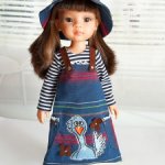 Джинсовый наряд для куклы Паола Рейна (гусь и цыпленок)