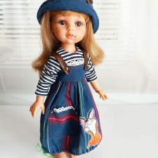 Джинсовый наряд для куклы Паола Рейна (лис и воробьи)