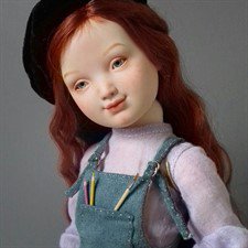 Авторская шарнирная кукла художник-ботаник