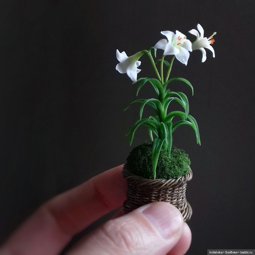 Миниатюрные цветы, цветы из холодного фарфора, цветы для кукольных домов, цветы для кукол,цветы книтель виктории