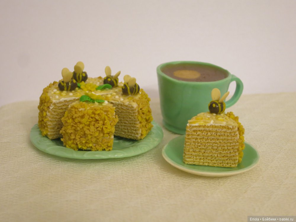 Торт-медовик к чаю для кукол