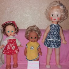 Три куклы , Кукла детства Юля, горьковской фабрики Мир в красном платьице Игрушки СССР