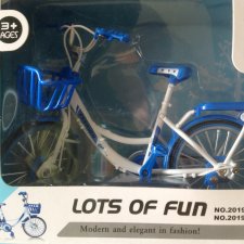 Синий металлический реалистичный велосипед для кукол