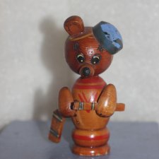 Мишка хоккеист * Игрушка СССР * Дерево * Ручная работа