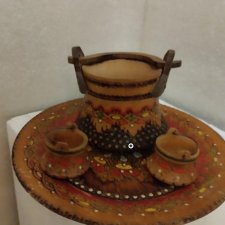 Комплект деревянной посуды для кукольного интерьера