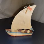 Старая советская елочная игрушка Сделай сам! Бумажная Кораблик, парусник