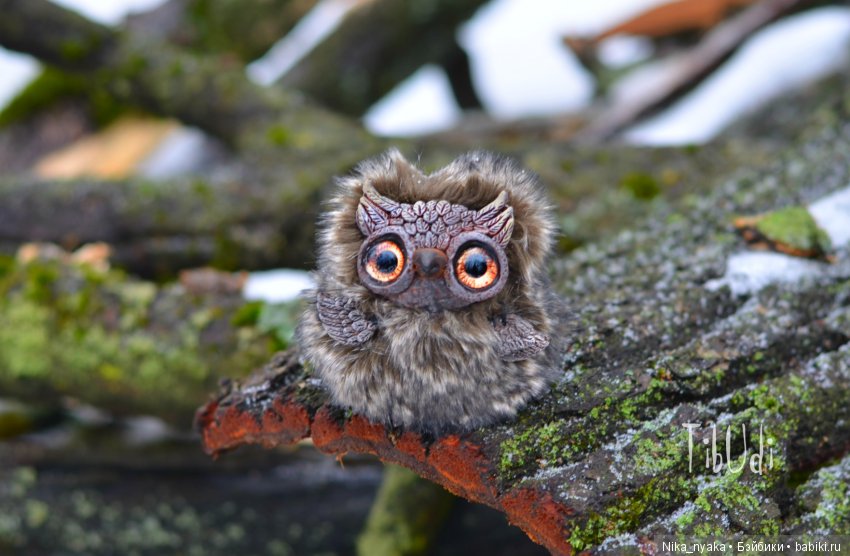 Совушки — Игрушки в смешанной технике (мех и глина): Арт (фото 3)