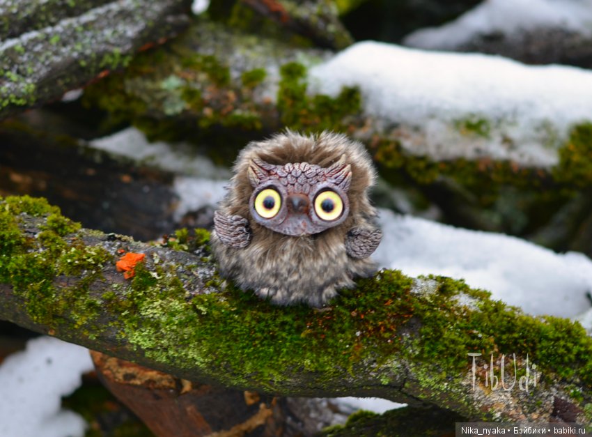 Совушки — Игрушки в смешанной технике (мех и глина): Арт (фото 2)