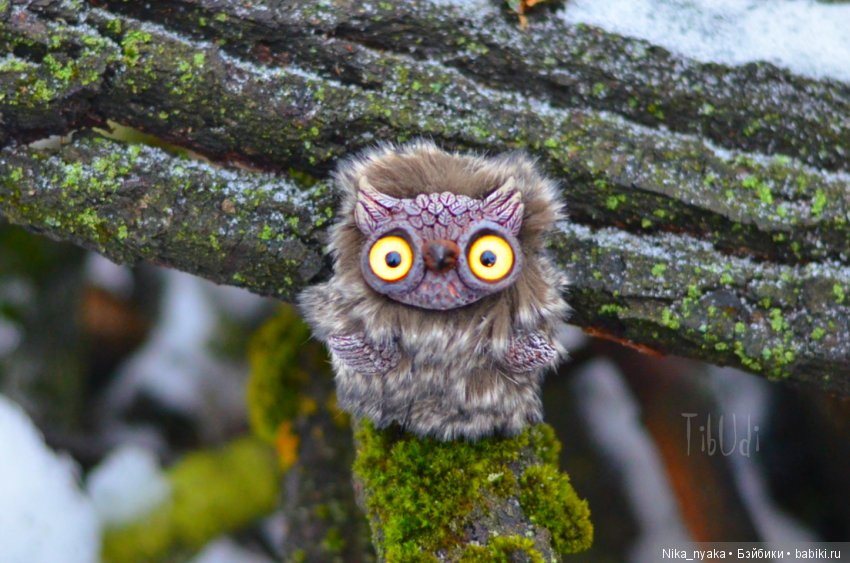 Совушки — Игрушки в смешанной технике (мех и глина): Арт (фото 7)