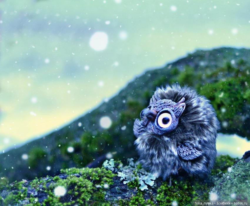 Совушки — Игрушки в смешанной технике (мех и глина): Арт (фото 9)