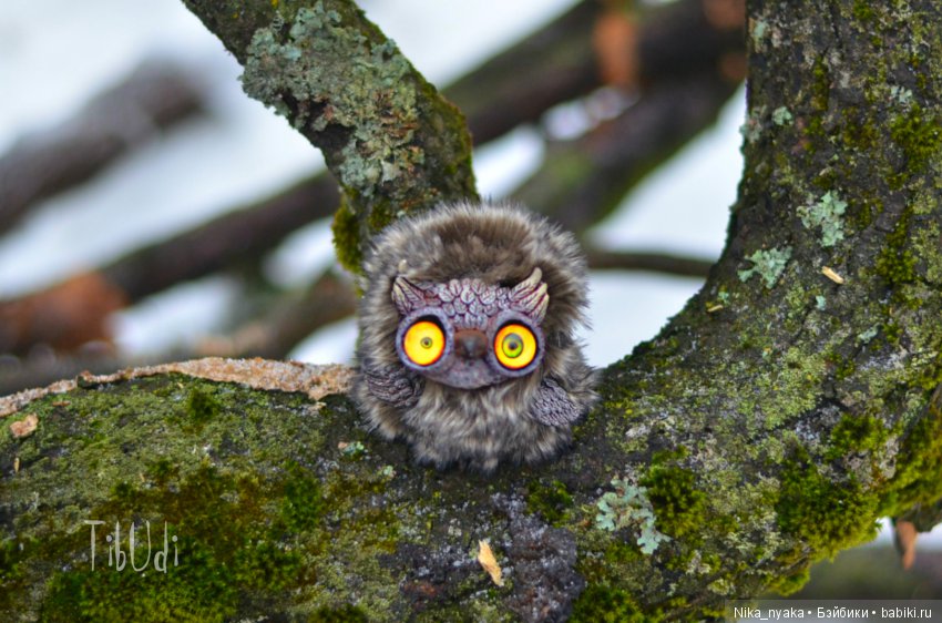 Совушки — Игрушки в смешанной технике (мех и глина): Арт (фото 5)