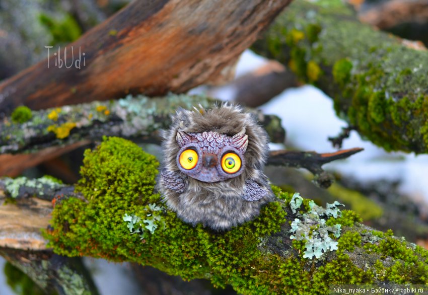 Совушки — Игрушки в смешанной технике (мех и глина): Арт (фото 6)