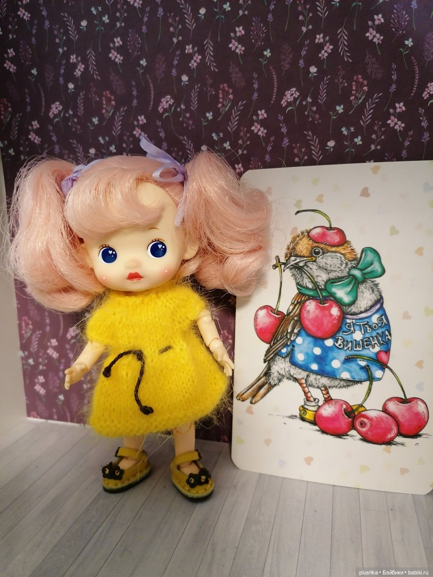 Малышка с золотыми кудряшками. Куколка mini cherry от PeachFace