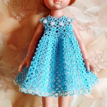МК Наряд «Голубое облачко» для куклы Paola Reina 32см фриволите