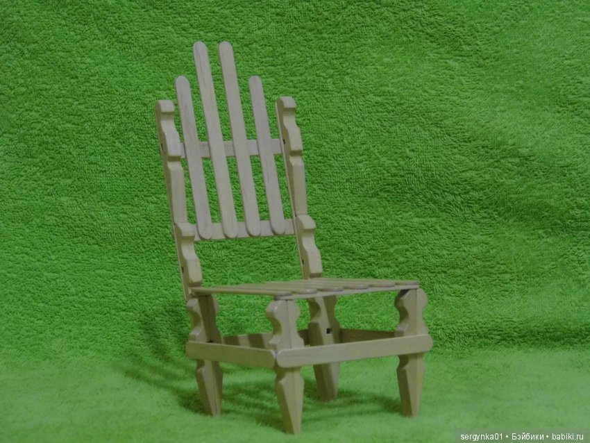 Кресла и стулья для кукол из прищепок и палочек от мороженого (фото 8)
