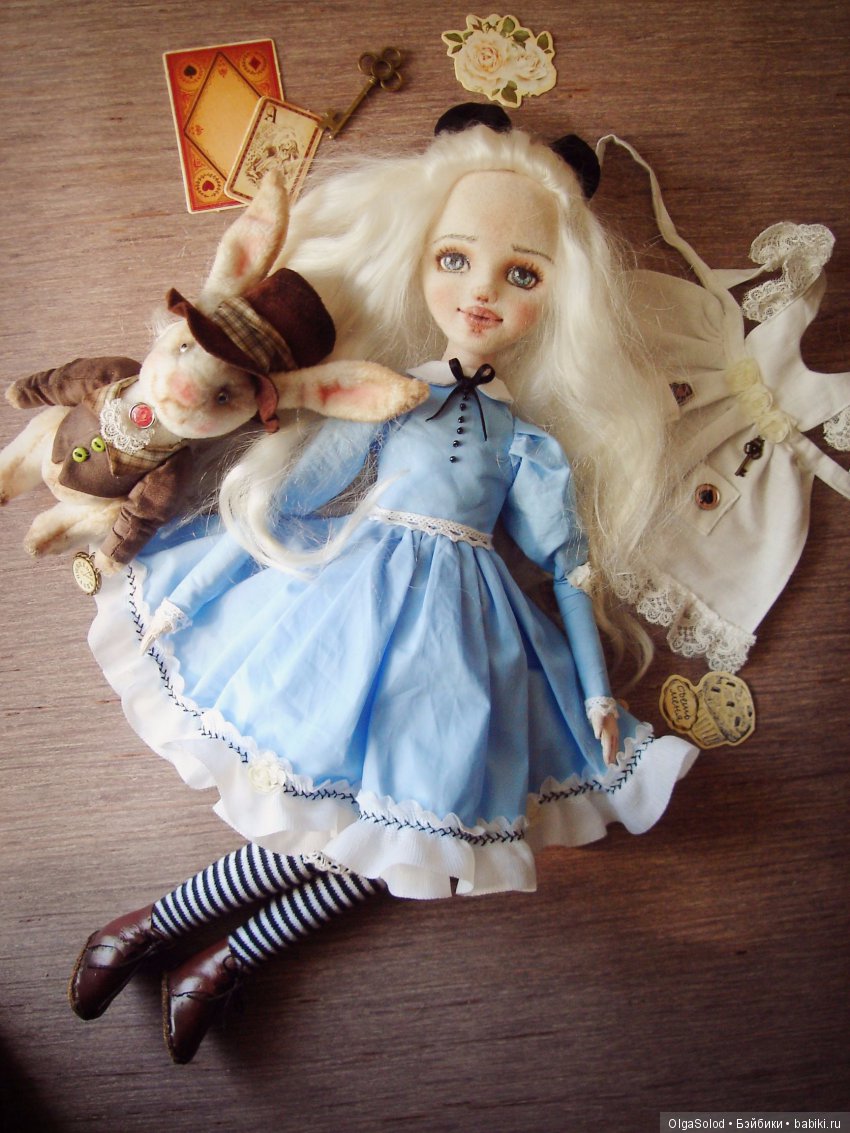 Следуй за белым кроликом... Алиса, текстильная кукла и белый кролик (фото 10)