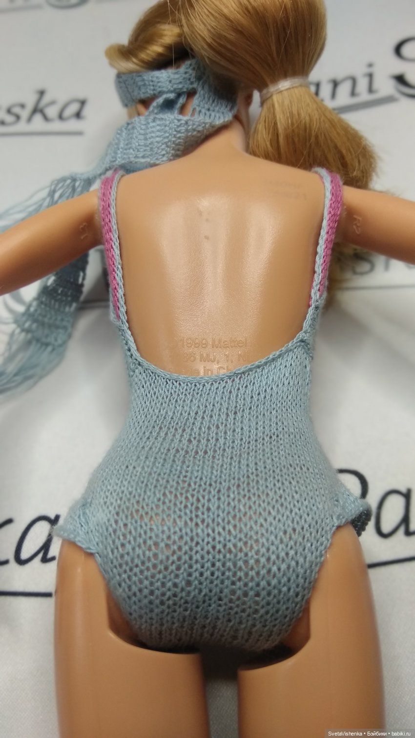 Комплект пляжной одежды для Барби. Вязание в разных техниках (фото 8)