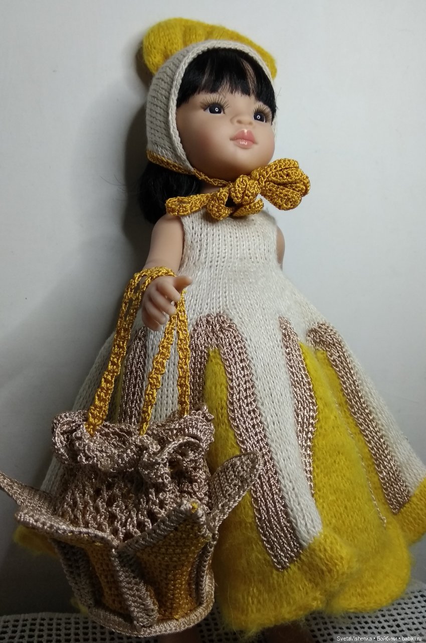 Комплект "Крокус" для Паолы, - платье, шапочка-менингитка и сумочка + МК (фото 2)