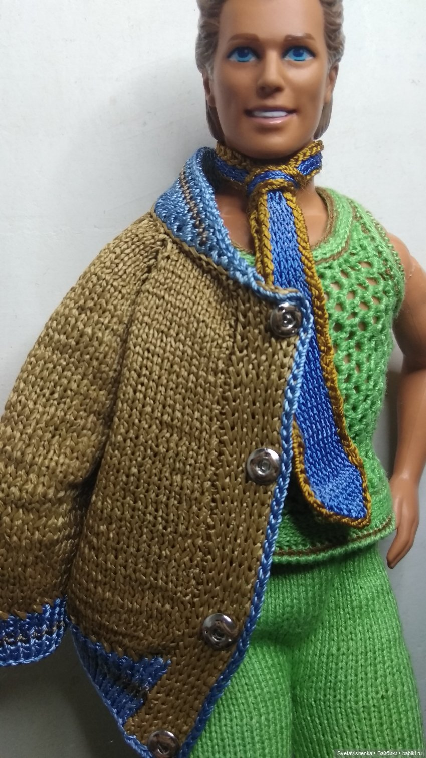Небольшой полу-МК - вязаный галстук для Кена №2 (фото 6)
