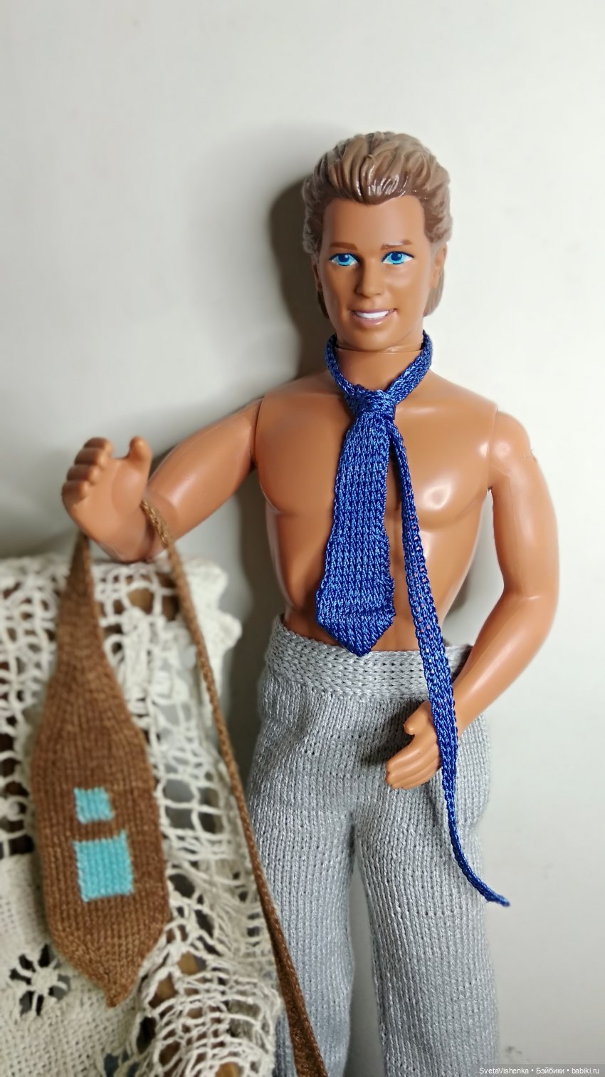 Небольшой полу-МК - вязаный галстук для Кена №2